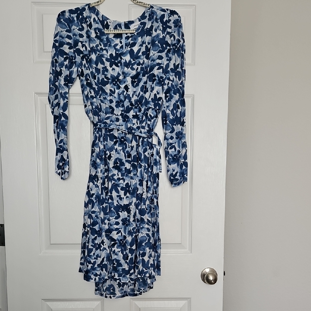 Blue Floral Long Sleeve Dress